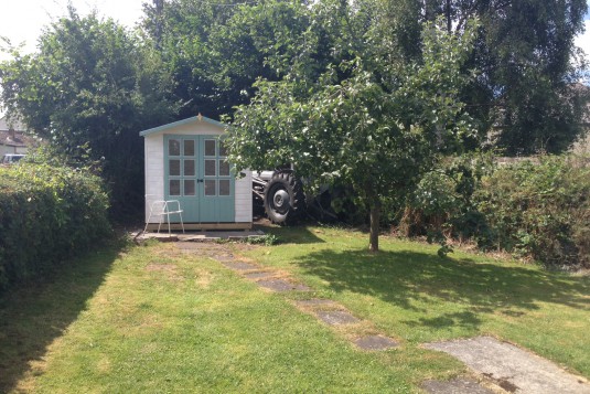 Summerhouse and Massey Ferguson tractor, Pontganol Cottage