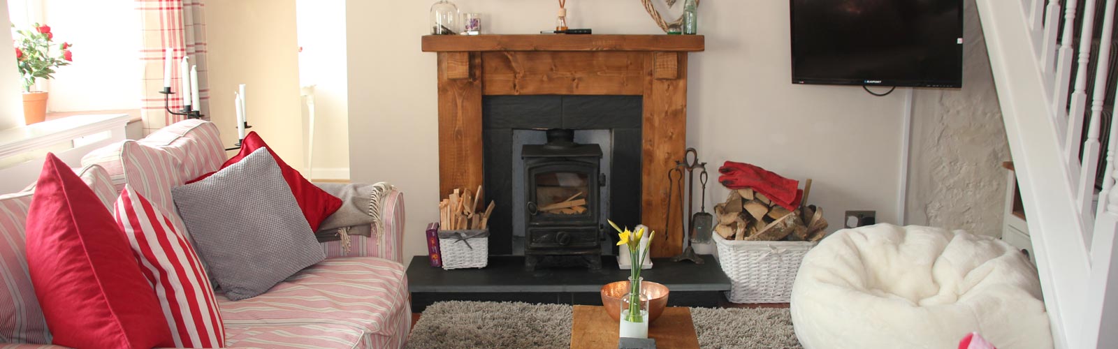 Cosy living room with woodburner